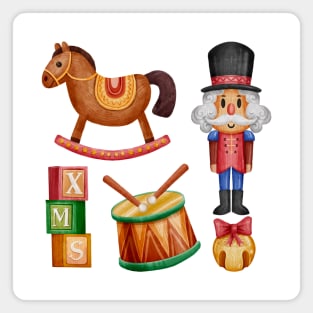 Watercolor Christmas Toys Magnet